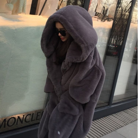 Faux Fur Oversized Overcoat Grey Pre Order 15 days Delivery