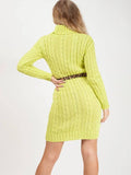 Roll Neck Cable Knit Jumper Dress