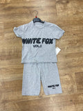 GREY KIDS WHITE FOX LOUNGE CYCLING SHORT SET