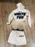 KIDS WHITE FOX PRINTED HOODIE AND SHORT SET