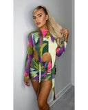 Printed Wrap Around Slinky Crop Top & Twisted Skirt Co-ord