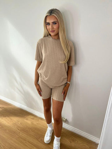 Ribbed Oversized Top & Shorts Co-ord