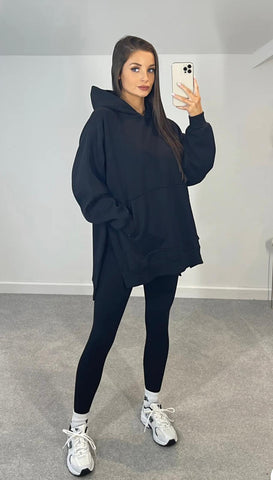 Oversized Split Sides Hoodie & Ribbed Leggings Co-ord