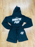 WHITE FOX CROPPED ZIPPED HOODIE AND SHORT CO-ORDS SET