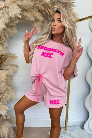 Oversized Brooklyn NYC Embroidered T-Shirt With Shorts