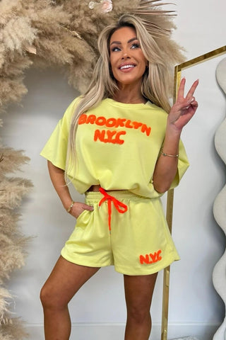 Oversized Brooklyn NYC Embroidered T-Shirt With Shorts