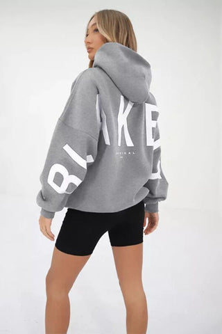 Grey Oversized Bold Graphic Hoodie