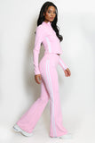 Zip Top And Side Stripe Flare Leg Gym Set

PINK