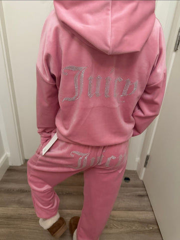 BABY PINK JUICY PRINT VELOUR TRACKSUIT