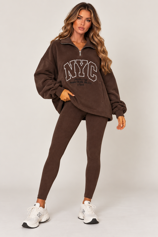 NYC Quarter Zip Sweatshirt & Ribbed Leggings
