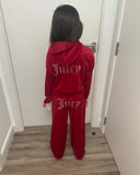 RED WIDE LEG  JUICY PRINT VELOUR TRACKSUIT