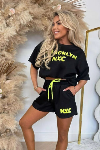 Oversized Brooklyn NYC Embroidered T-Shirt With Shorts