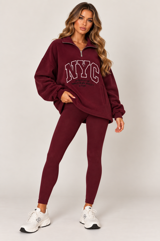 NYC Quarter Zip Sweatshirt & Ribbed Leggings