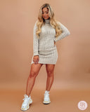 Roll Neck Cable Knit Jumper Dress