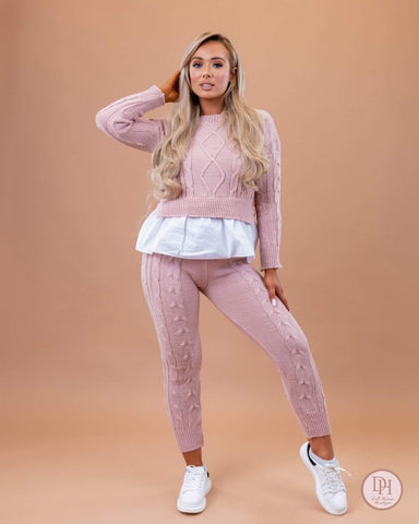 Pink Knitted Frill Lounge Wear