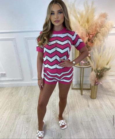 Zig Zag Knitted Top & Shorts Co-ord