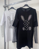 Black Bunny Detail Tshirt Dress