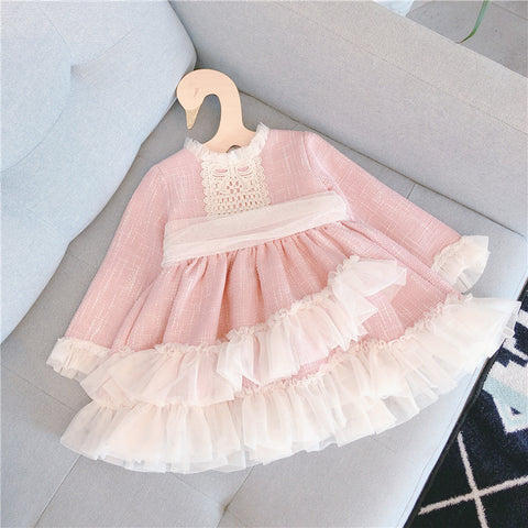 Pink Lacey Detailed Girls Dress