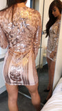 Nude Sequin Detail Bodycon Mini Dress