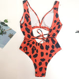 Red Leopard Print Swimwear