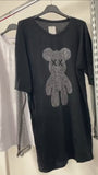 Black Teddy Mesh Detail Tshirt Dress