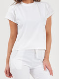 Ribbed Short Sleeve Boxy Loungewear Co-ord-White