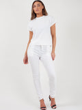 Ribbed Short Sleeve Boxy Loungewear Co-ord-White