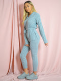Ribbed Knitted Belted Top & Bottom Loungewear