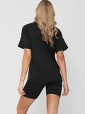 Ribbed Oversized T-Shirt & Shorts Co-ord-Black