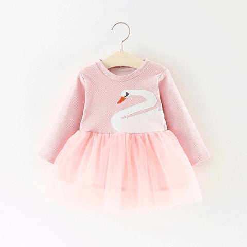 Swan Print Pink Dress